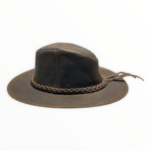 Load image into Gallery viewer, Dark Brown Indiana Leather Hat with Strap
