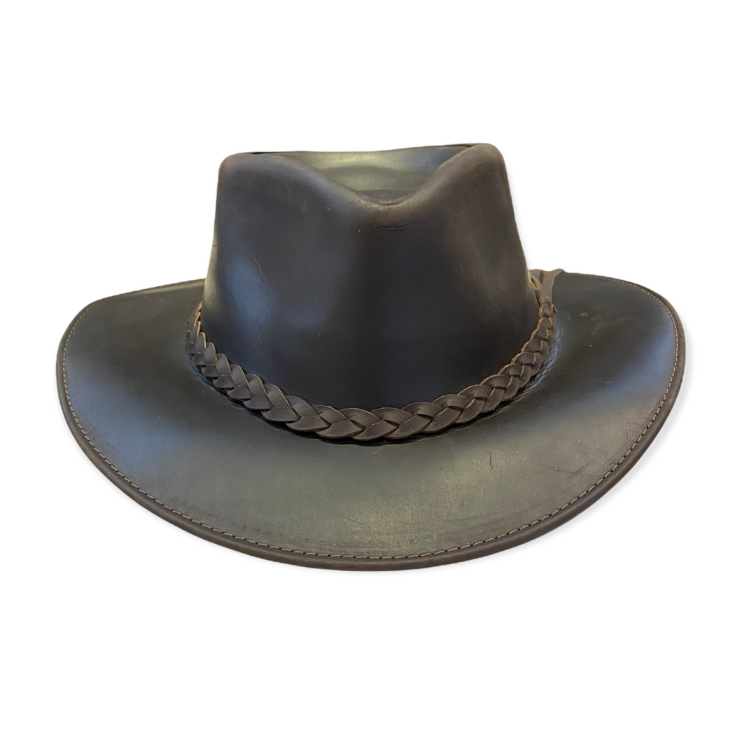 Dark Brow Indiana Leather Hat